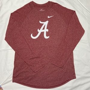 NIKE Alabama Roll Tide Football Long Sleeve Shirt. Heather Crimson LG. NCAA